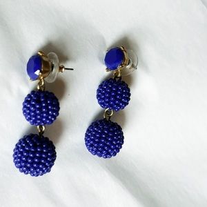 Blue beaded dangle earrings